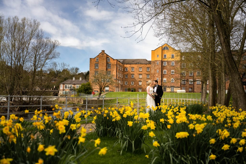 Couple with daffodils
